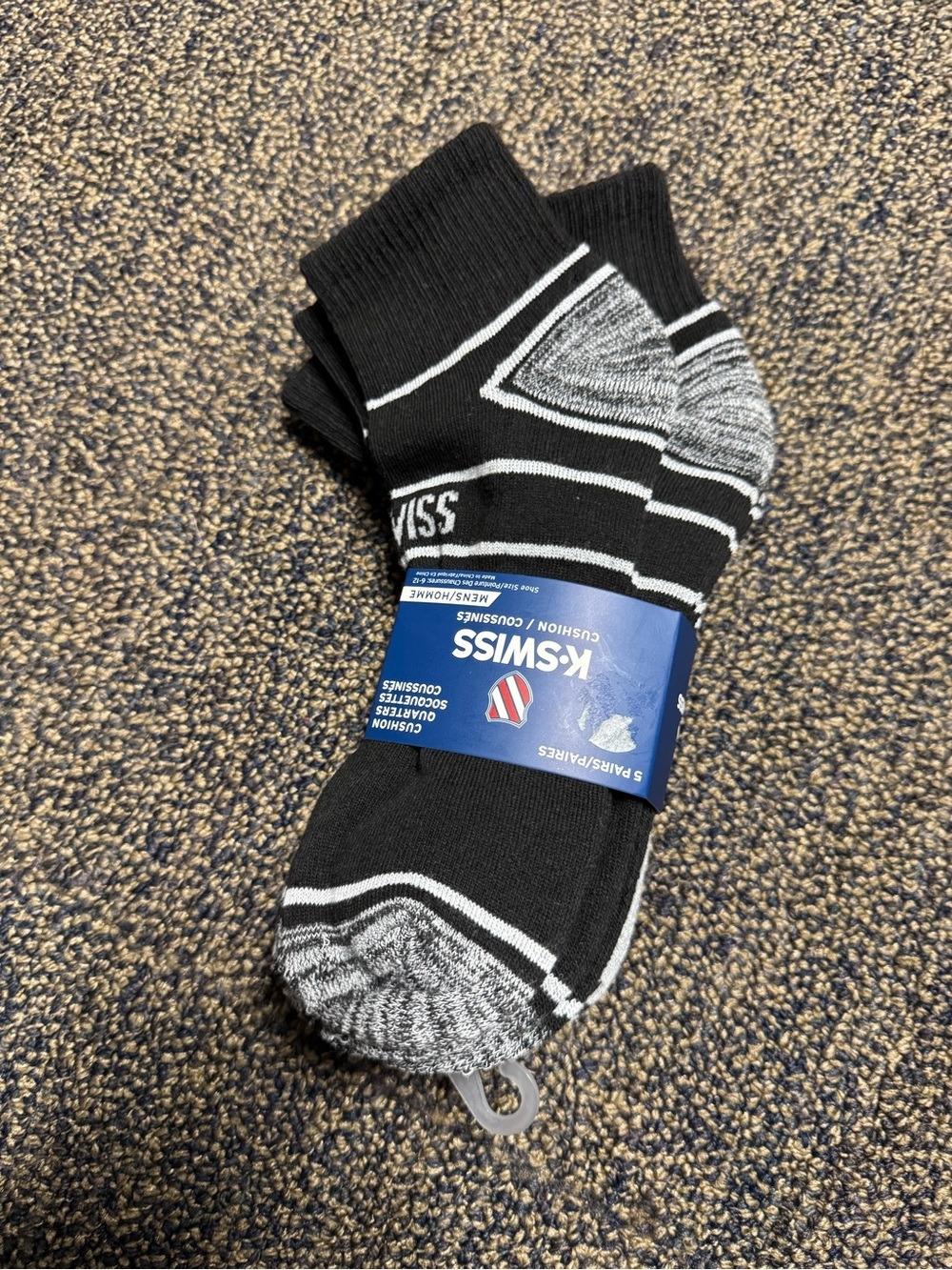 K-Swiss Men's Black & Gray Athletic Cushioned Socks - Pack